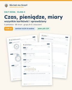 Czas, pieniądze, miary — cały dział, klasa 4 (5 pakietów) — okładka pakietu