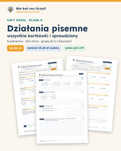Działania pisemne — cały dział, klasa 4 (8 pakietów) — okładka pakietu