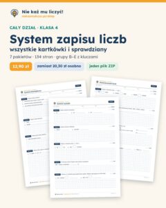 System zapisu liczb — cały dział, klasa 4 (7 pakietów) — okładka pakietu