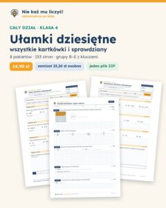 Ułamki dziesiętne — cały dział, klasa 4 (8 pakietów) — okładka pakietu