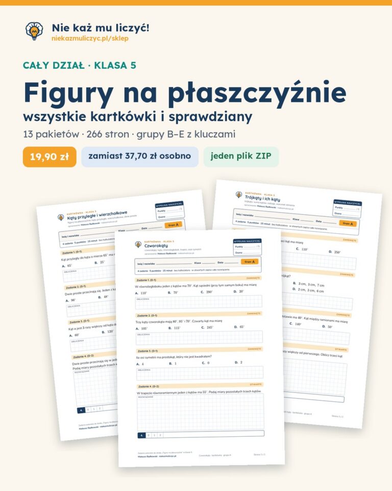 Figury na płaszczyźnie — cały dział, klasa 5 (13 pakietów) — okładka pakietu