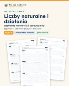 Liczby naturalne i działania — cały dział, klasa 5 (12 pakietów) — okładka pakietu