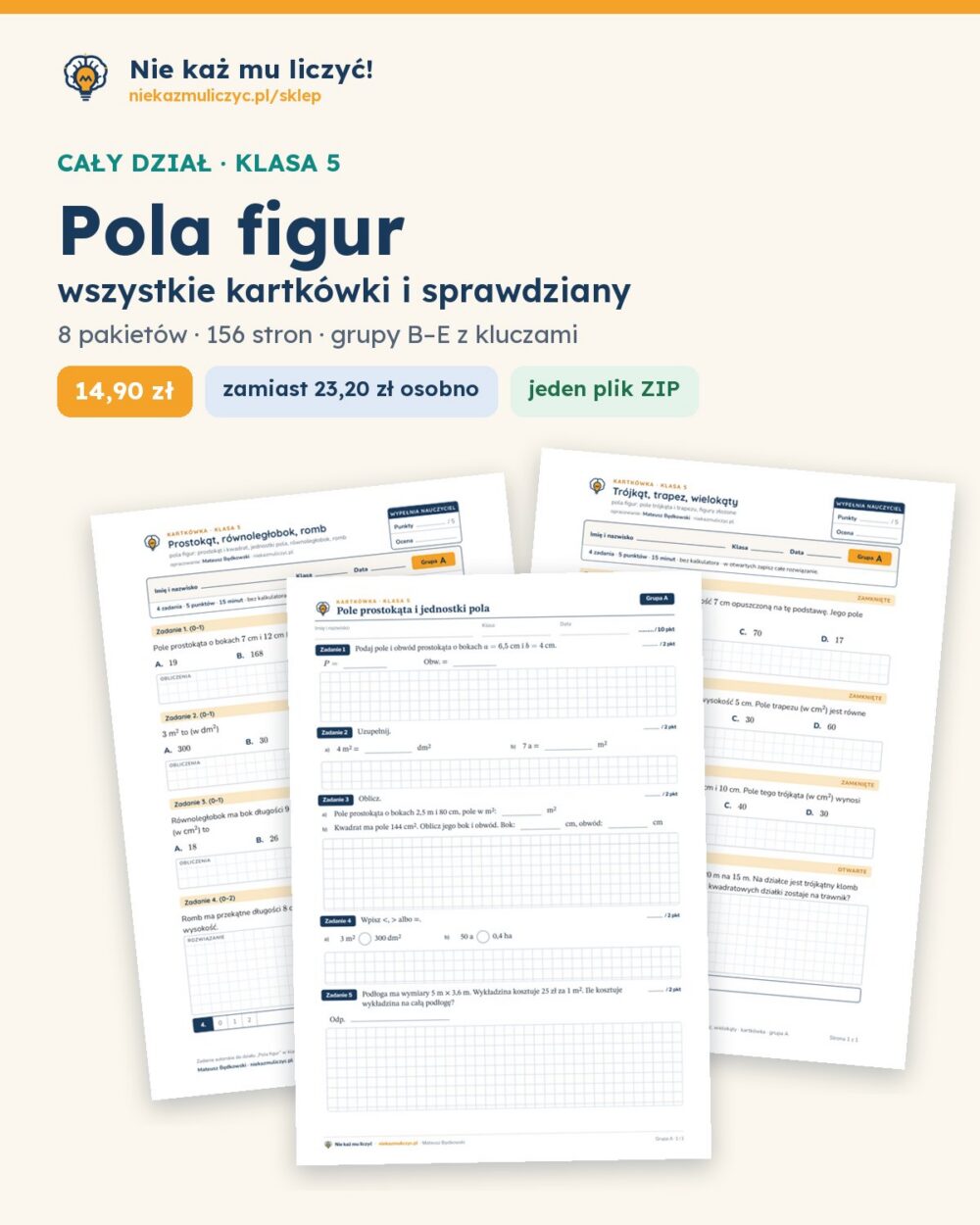 Pola figur — cały dział, klasa 5 (8 pakietów) — okładka pakietu
