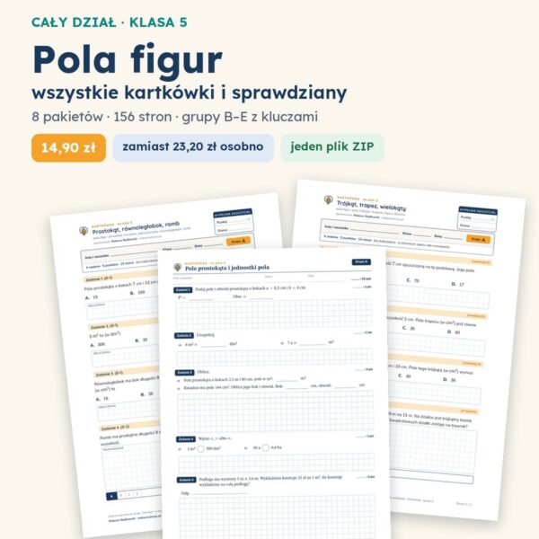 Pola figur — cały dział, klasa 5 (8 pakietów)