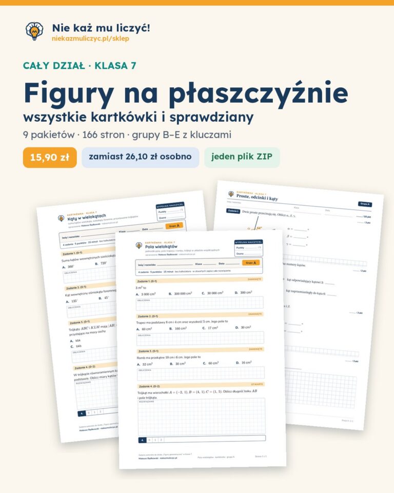 Figury na płaszczyźnie — cały dział, klasa 7 (9 pakietów) — okładka pakietu