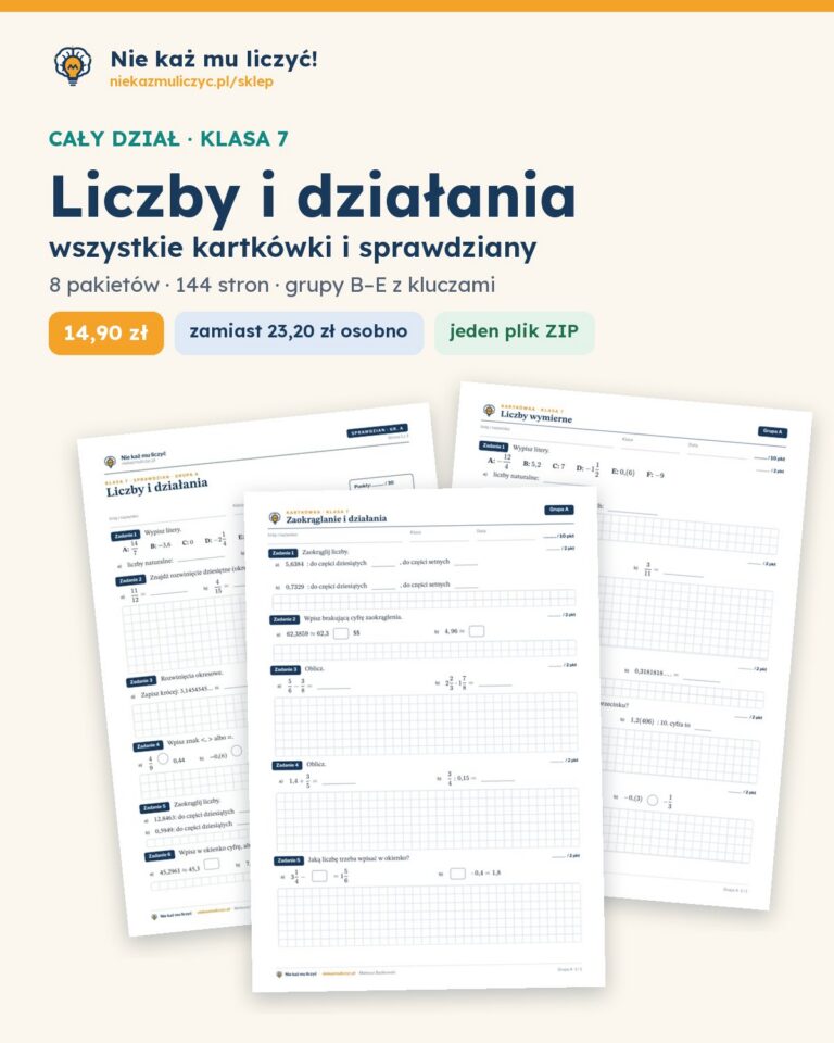 Liczby i działania — cały dział, klasa 7 (8 pakietów) — okładka pakietu