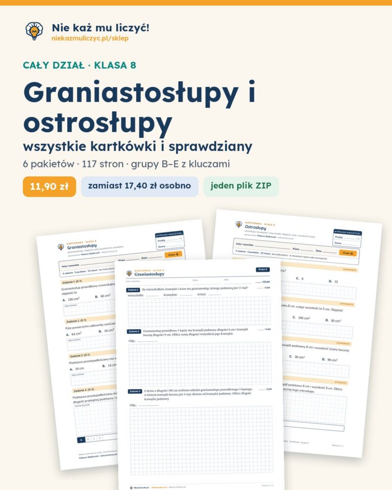 Graniastosłupy i ostrosłupy — cały dział, klasa 8 (6 pakietów) — okładka pakietu