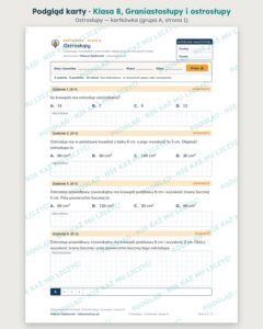 Graniastosłupy i ostrosłupy — cały dział, klasa 8 (6 pakietów) — podgląd karty „Ostrosłupy — kartkówka”