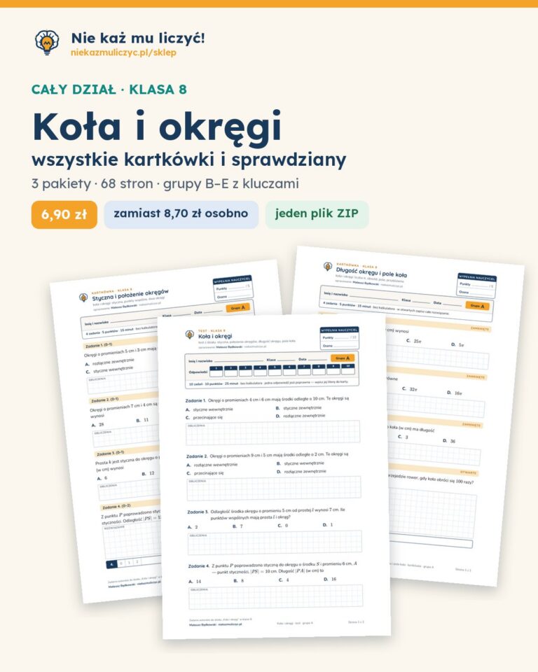 Koła i okręgi — cały dział, klasa 8 (3 pakiety) — okładka pakietu