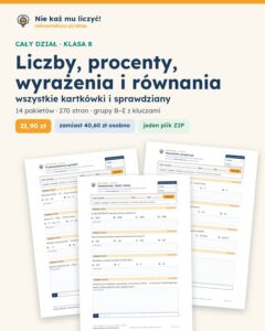 Liczby, procenty, wyrażenia i równania — cały dział, klasa 8 (14 pakietów) — okładka pakietu