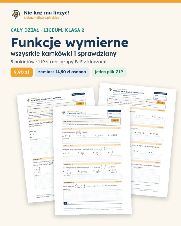 Funkcje wymierne — cały dział, liceum, klasa 2 (5 pakietów) — okładka pakietu