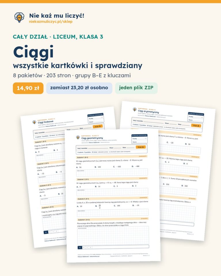 Ciągi — cały dział, liceum, klasa 3 (8 pakietów) — okładka pakietu
