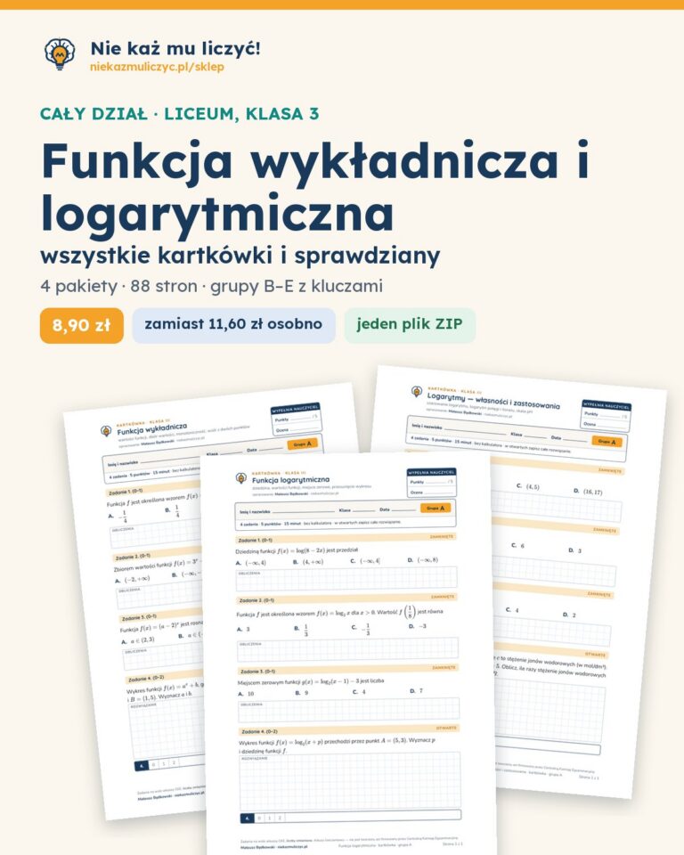 Funkcja wykładnicza i logarytmiczna — cały dział, liceum, klasa 3 (4 pakiety) — okładka pakietu