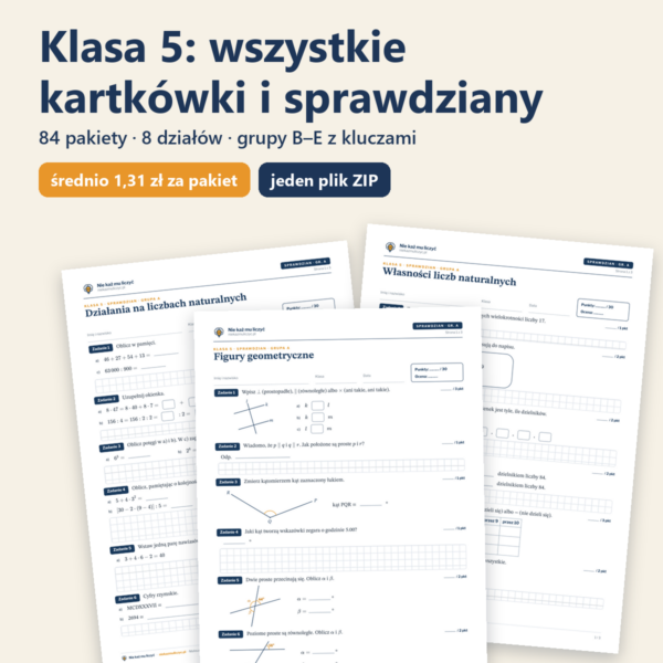 Klasa 5 — wszystkie kartkówki i sprawdziany (84 pakiety)