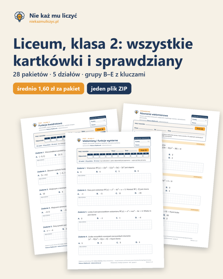 Liceum, klasa 2 — wszystkie kartkówki i sprawdziany (28 pakietów) — okładka