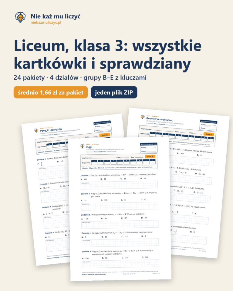 Liceum, klasa 3 — wszystkie kartkówki i sprawdziany (24 pakiety) — okładka
