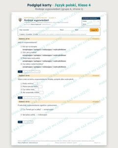 Polski, klasa 4 — komplet kartkówek i sprawdzianów (12 pakietów) — podgląd karty „Rodzaje wypowiedzeń”