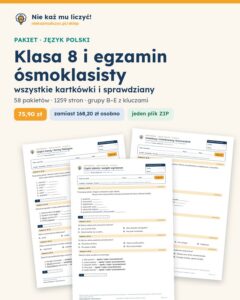 Polski, klasa 8 i E8 — komplet kartkówek i sprawdzianów (49 pakietów) — okładka pakietu