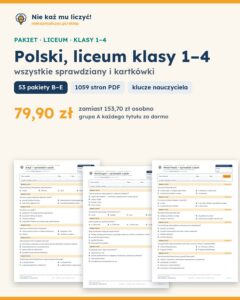 Polski, liceum klasy 1–4 — wszystkie sprawdziany i kartkówki — pierwsza strona arkusza grupy A