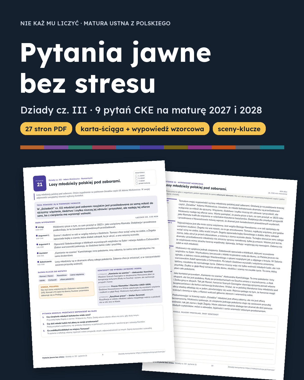 Okładka: Pytania jawne 2027–2028: Dziady cz. III – 9 opracowań