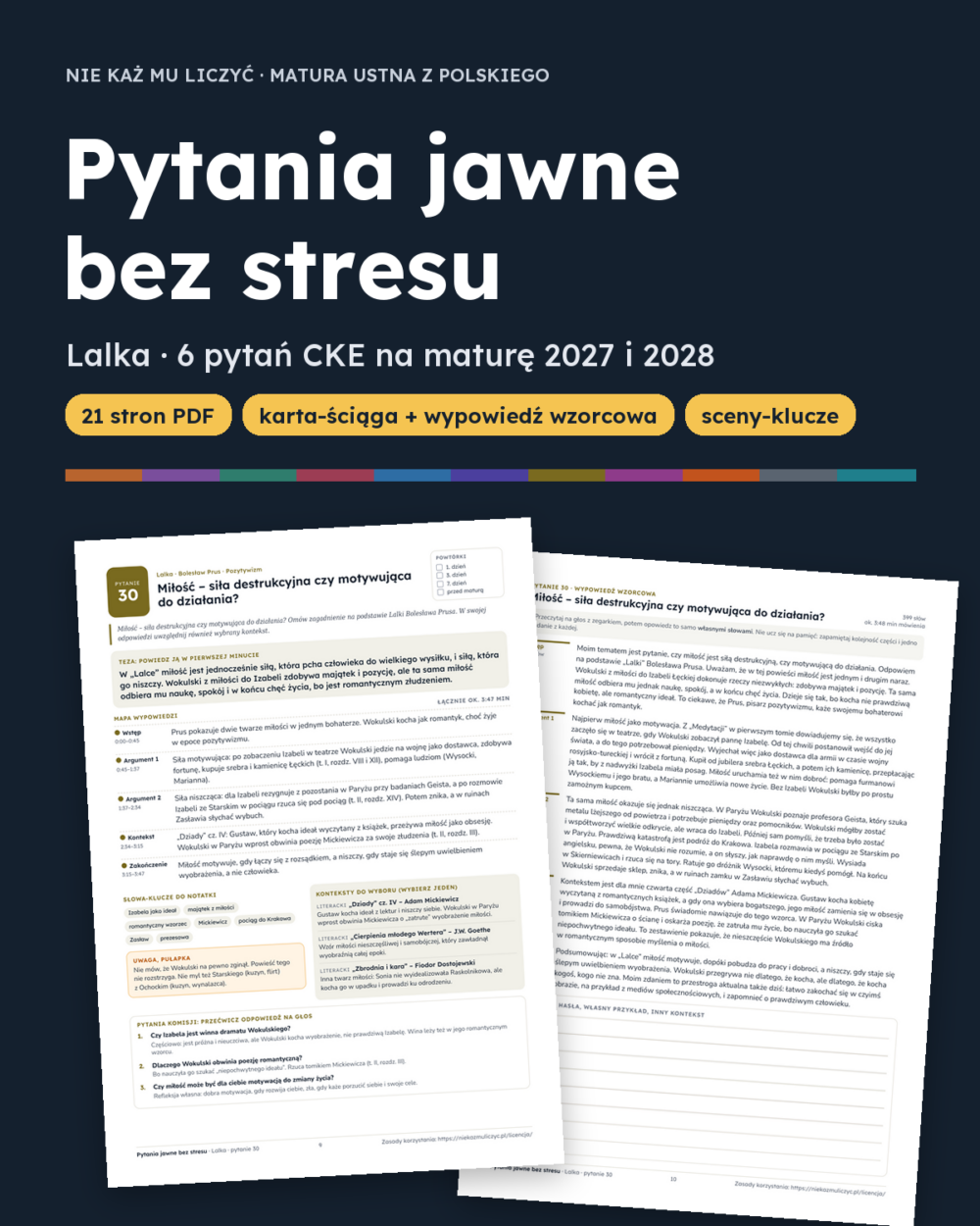 Pytania jawne: Lalka – 6 opracowań na maturę ustną — okładka