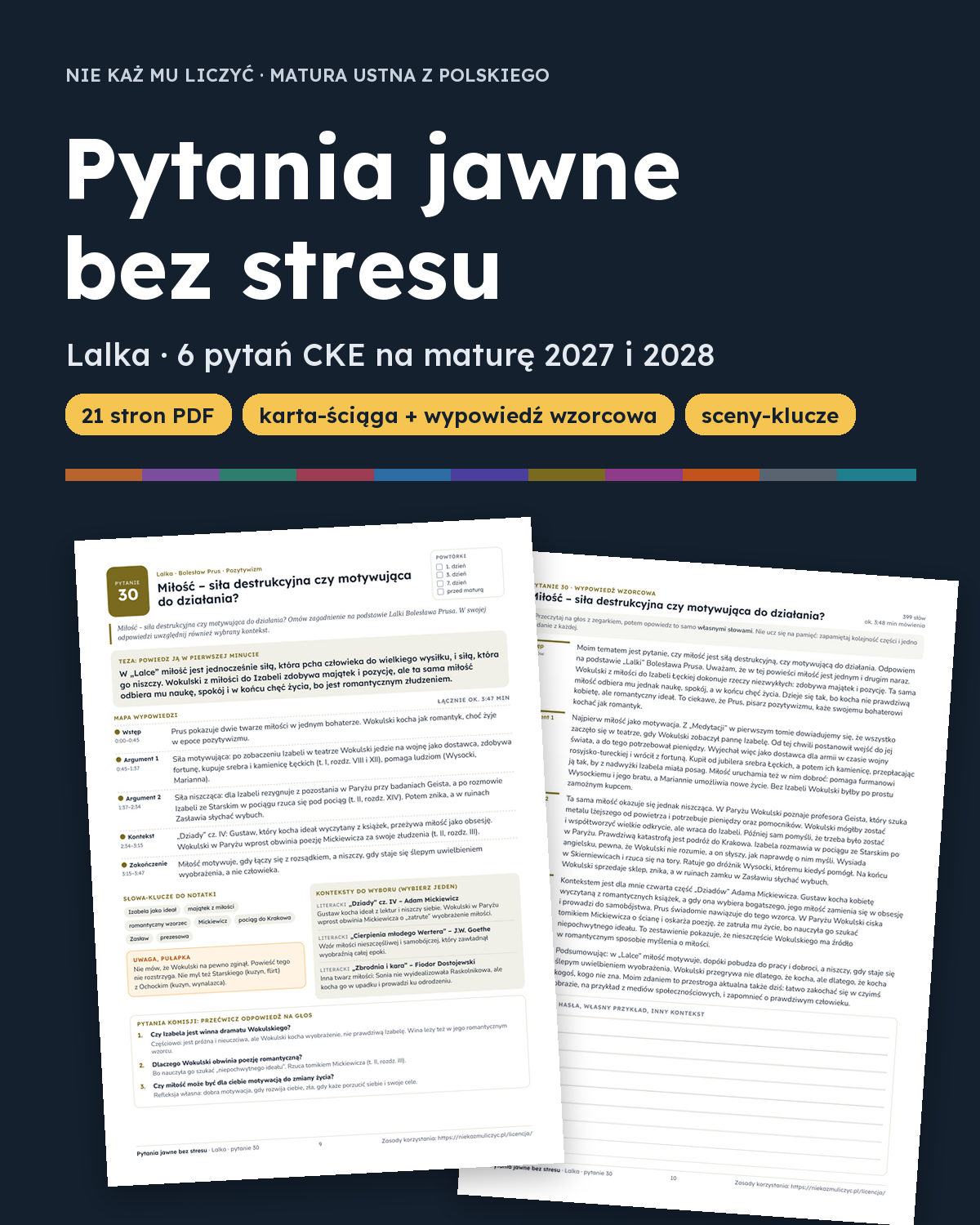 Okładka: Pytania jawne 2027–2028: Lalka – 6 opracowań