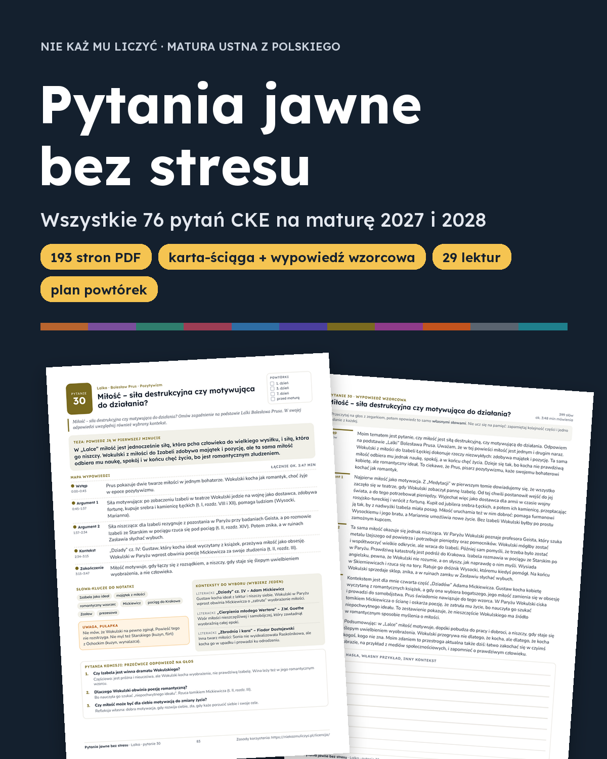 Okładka: Pytania jawne matura ustna 2027 i 2028 – 76 opracowań PDF