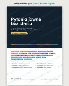 Pytania jawne matura ustna 2027 i 2028 — podgląd karty, plan powtórek na 16 tygodni z numerami pytań