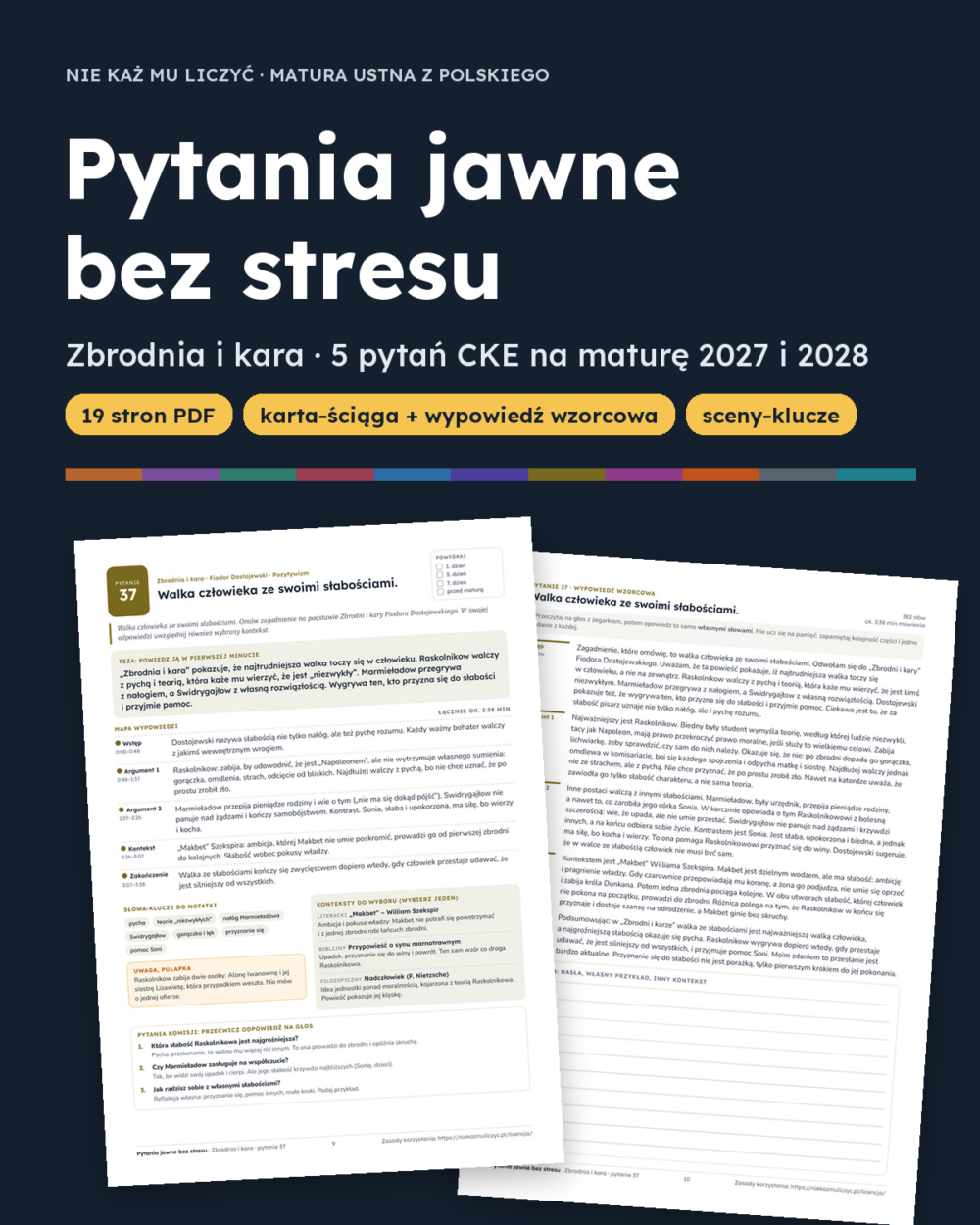 Pytania jawne: Zbrodnia i kara – 5 opracowań na maturę ustną — okładka