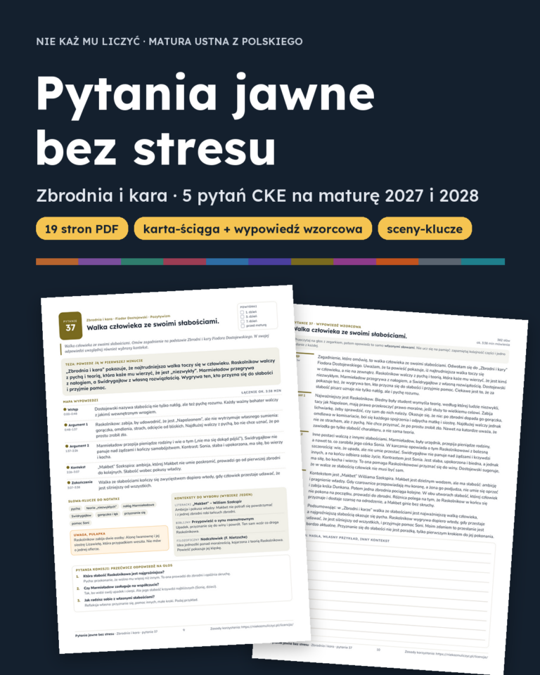 Pytania jawne: Zbrodnia i kara – 5 opracowań na maturę ustną — okładka
