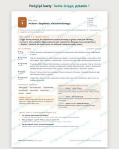 Pytania jawne: Biblia – 3 opracowania na maturę ustną — podgląd karty, karta-ściąga do pytania 1: teza, mapa wypowiedzi, konteksty i pytania komisji