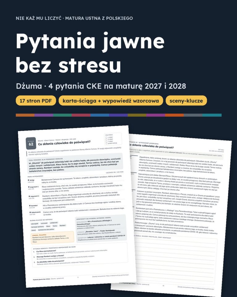 Pytania jawne: Dżuma – 4 opracowania na maturę ustną — okładka