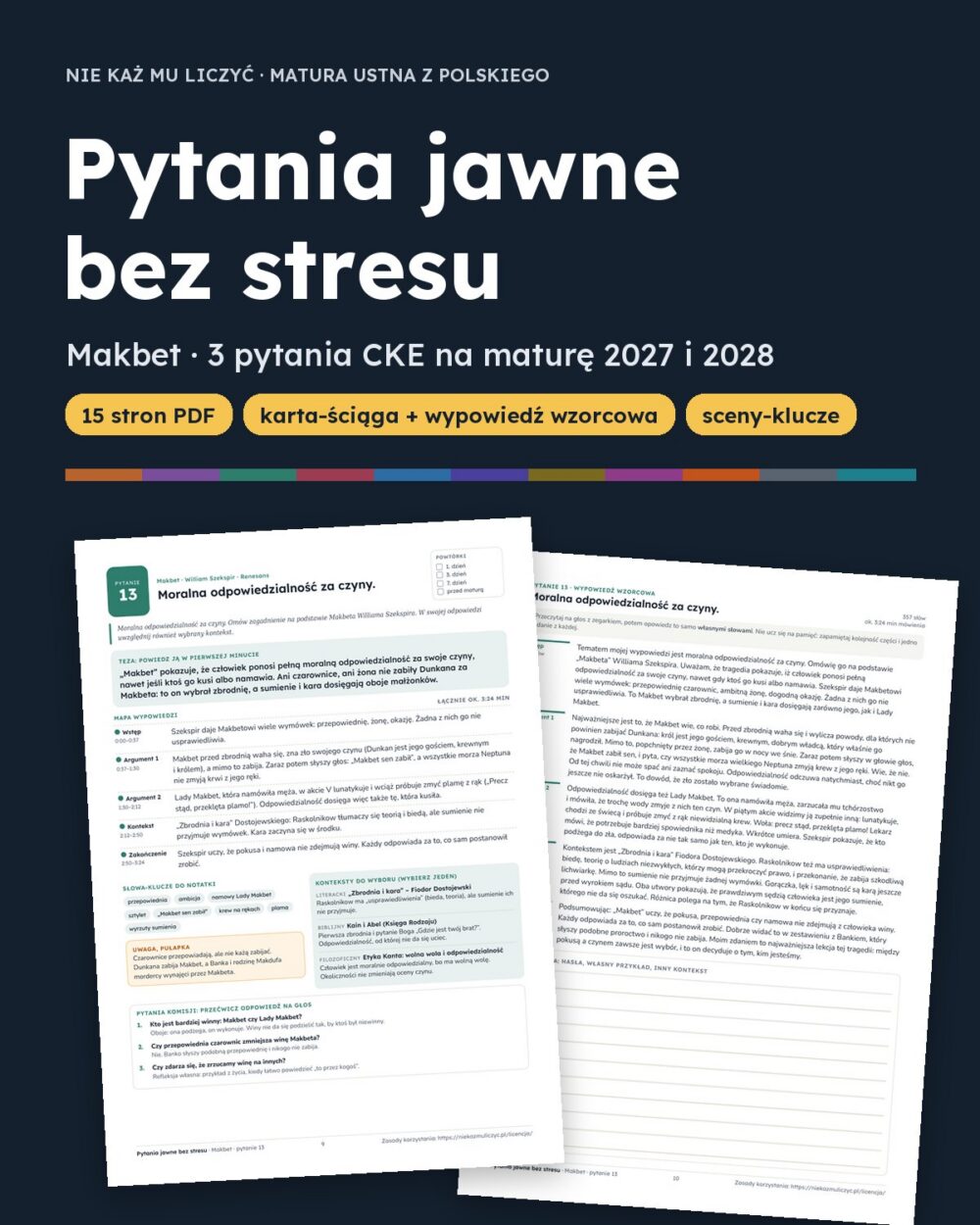 Pytania jawne: Makbet – 3 opracowania na maturę ustną — okładka