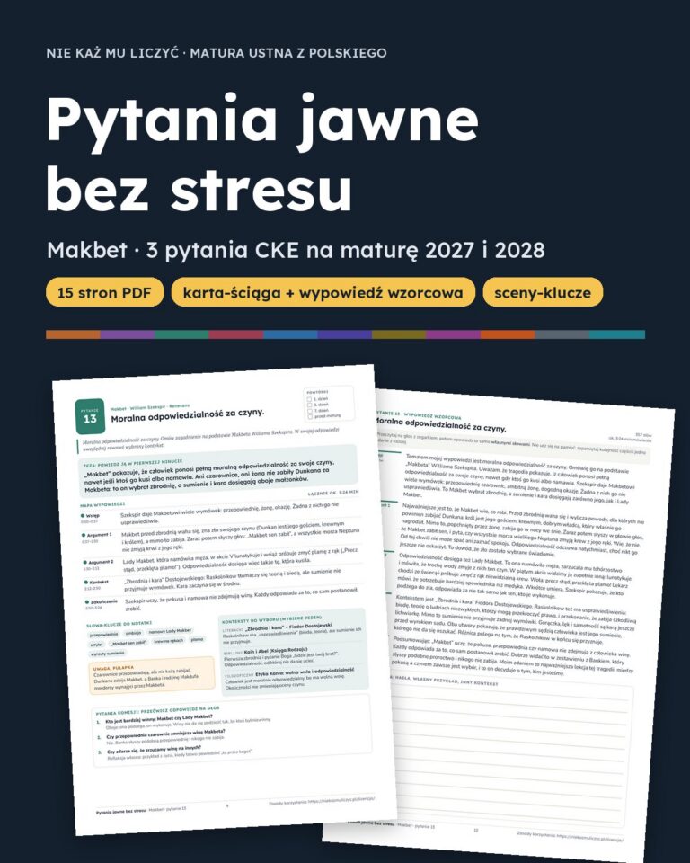 Pytania jawne: Makbet – 3 opracowania na maturę ustną — okładka