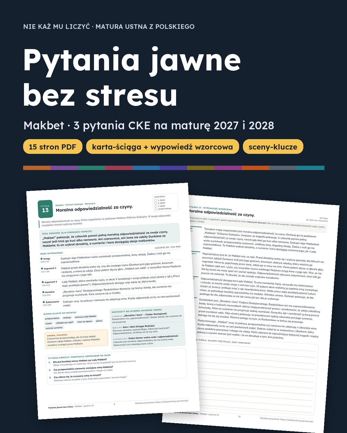Okładka: Pytania jawne 2027–2028: Makbet – 3 opracowania