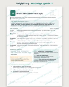 Pytania jawne: Makbet – 3 opracowania na maturę ustną — podgląd karty, karta-ściąga do pytania 13: teza, mapa wypowiedzi, konteksty i pytania komisji