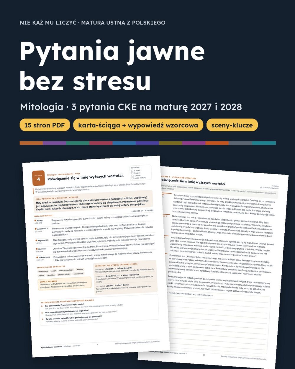 Pytania jawne: Mitologia – 3 opracowania na maturę ustną — okładka