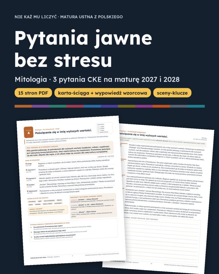 Pytania jawne: Mitologia – 3 opracowania na maturę ustną — okładka