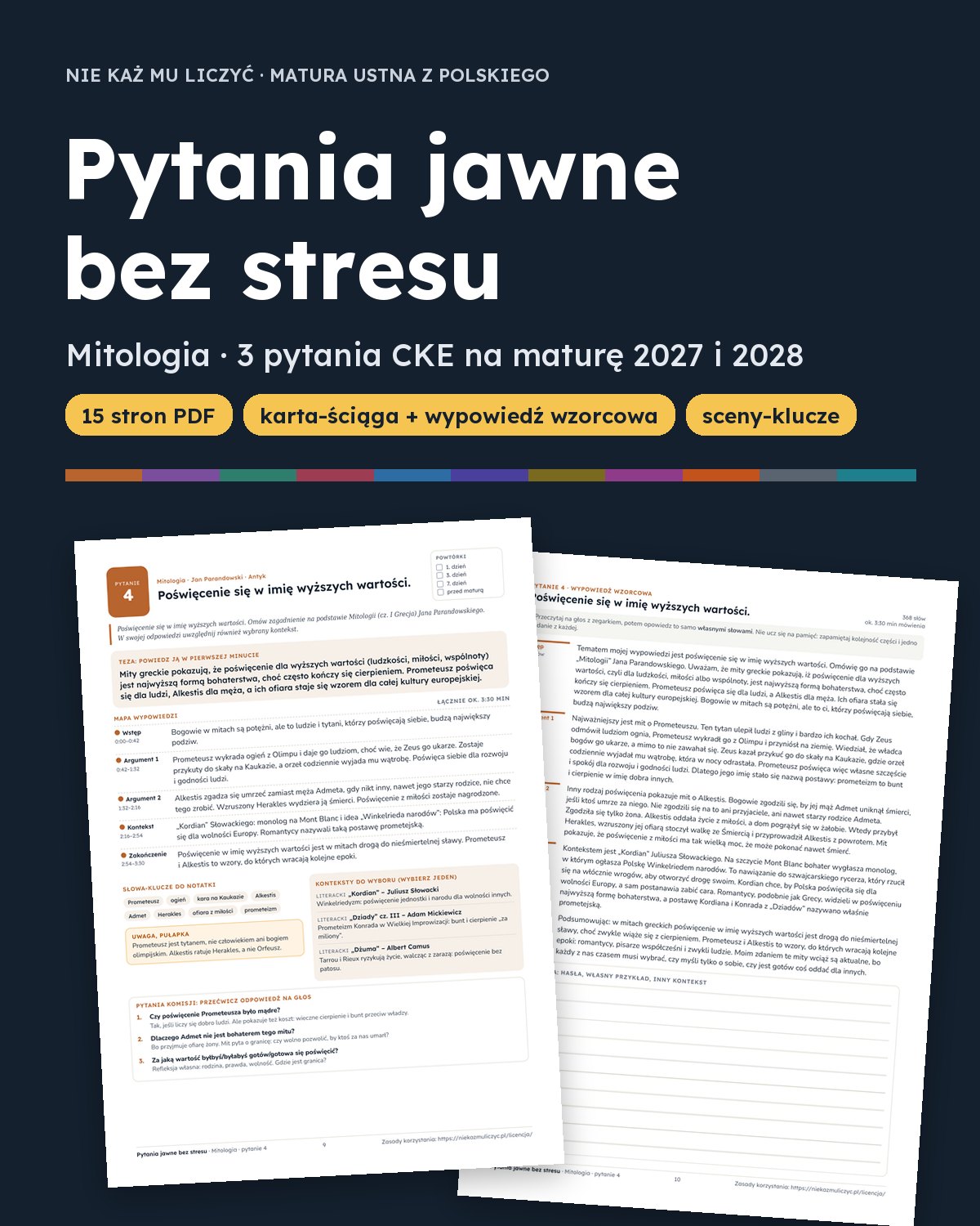 Okładka: Pytania jawne 2027–2028: Mitologia – 3 opracowania