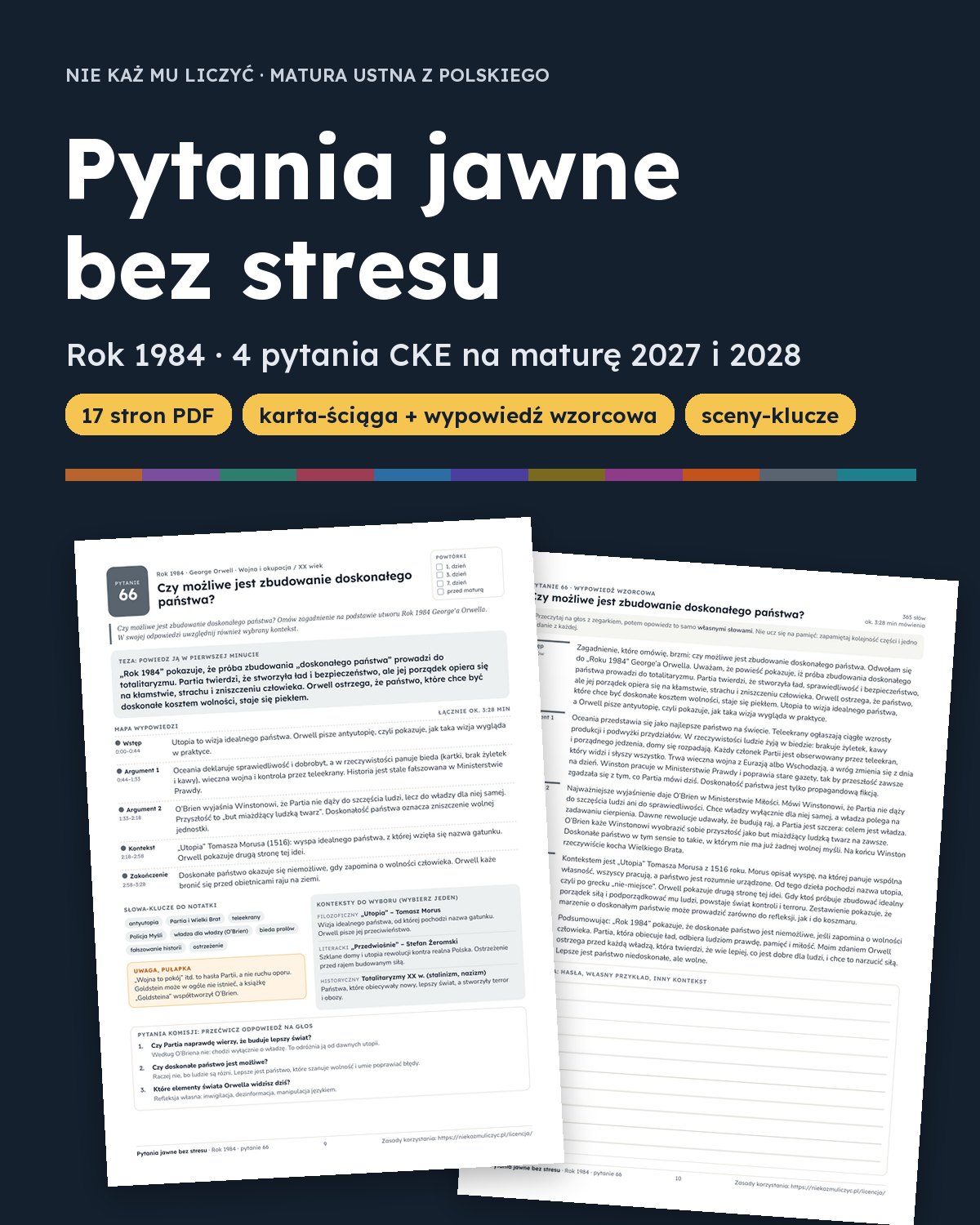 Okładka: Pytania jawne 2027–2028: Rok 1984 – 4 opracowania