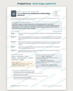 Pytania jawne: Rok 1984 – 4 opracowania na maturę ustną — podgląd karty, karta-ściąga do pytania 66: teza, mapa wypowiedzi, konteksty i pytania komisji