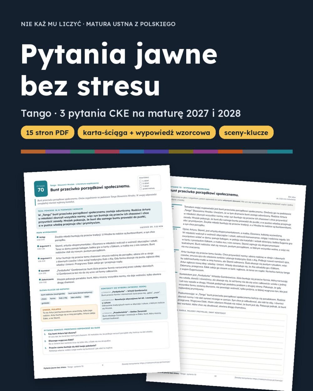 Pytania jawne: Tango – 3 opracowania na maturę ustną — okładka