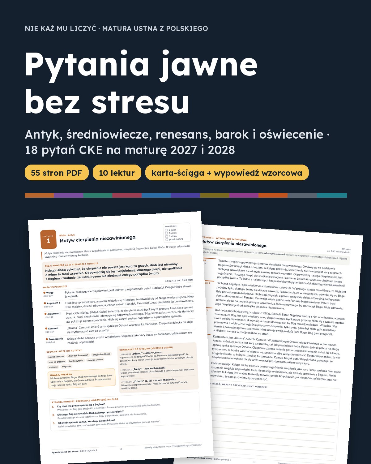 Okładka: Pytania jawne 2027–2028: antyk–oświecenie, 18 pytań