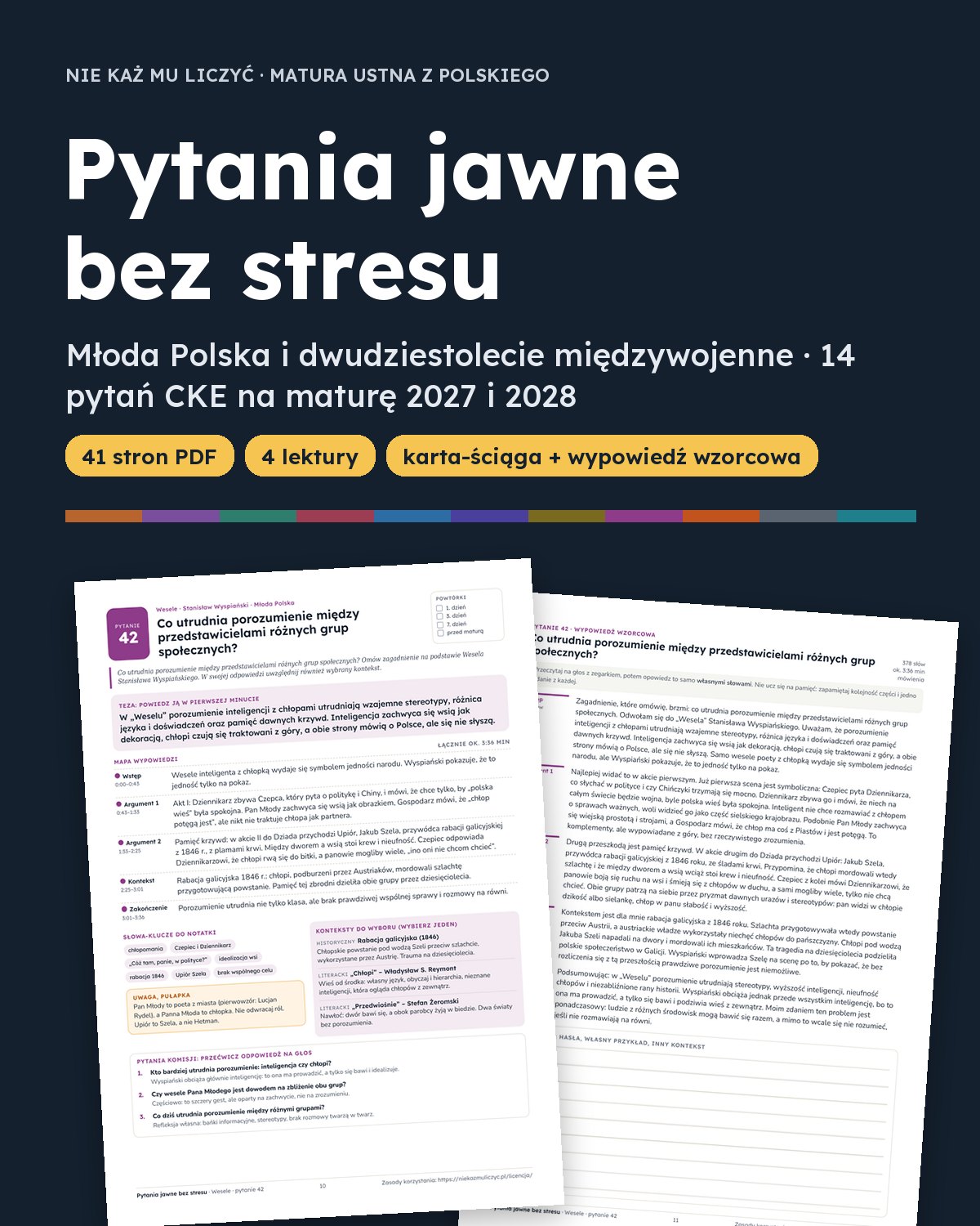Okładka: Pytania jawne 2027–2028: Młoda Polska i 20-lecie, 14 pytań