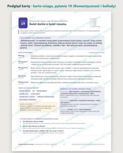 Pytania jawne 2027–2028: romantyzm i pozytywizm, 23 pytania — podgląd karty, karta-ściąga do pytania 19: teza, mapa wypowiedzi, konteksty i pytania komisji