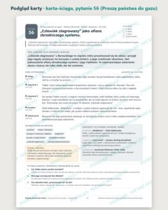 Pytania jawne 2027–2028: wojna i współczesność, 21 pytań — podgląd karty, karta-ściąga do pytania 56: teza, mapa wypowiedzi, konteksty i pytania komisji