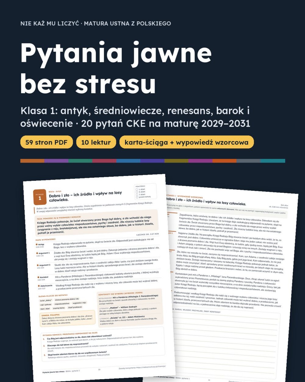Pytania jawne 2029–2031, klasa 1: antyk–oświecenie, 20 pytań — okładka