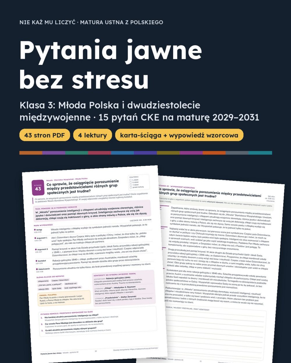 Pytania jawne 2029–2031, klasa 3: Młoda Polska i 20-lecie, 15 pytań — okładka