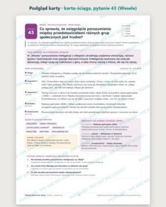 Pytania jawne 2029–2031, klasa 3: Młoda Polska i 20-lecie, 15 pytań — podgląd karty, karta-ściąga do pytania 43: teza, mapa wypowiedzi, konteksty i pytania komisji