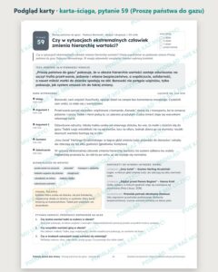 Pytania jawne 2029–2031, klasa 4: wojna i współczesność, 21 pytań — podgląd karty, karta-ściąga do pytania 59: teza, mapa wypowiedzi, konteksty i pytania komisji